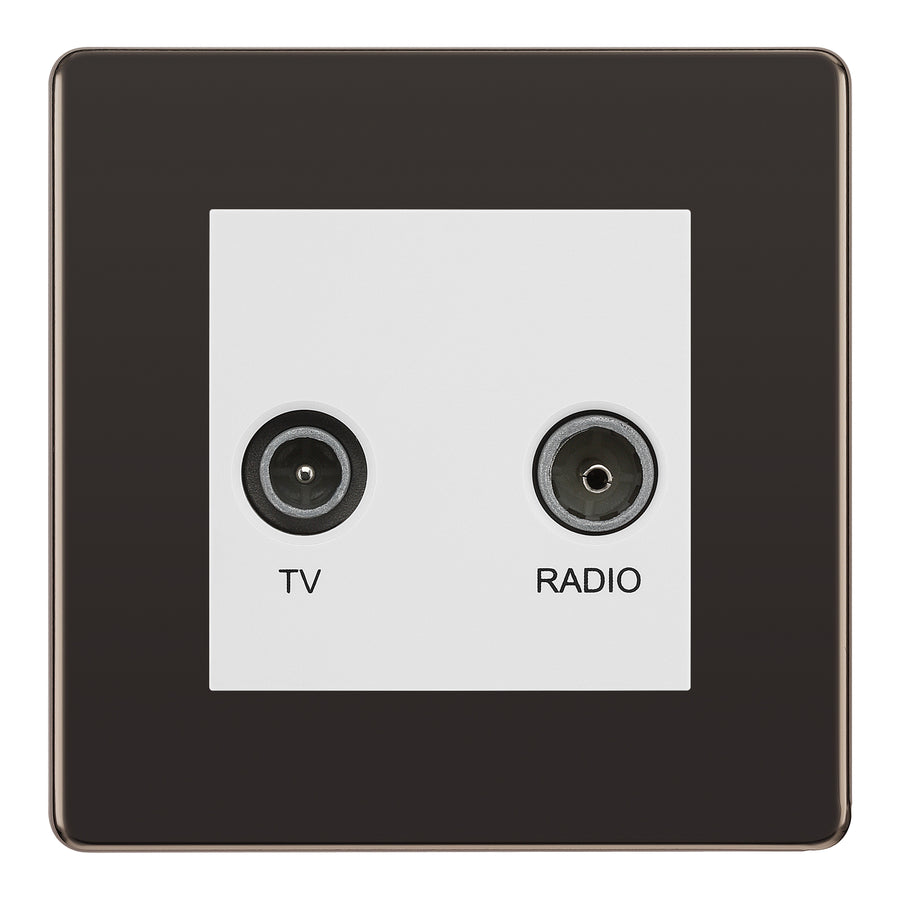 BG Screwless Black Nickel TV & FM Socket FBN66W
