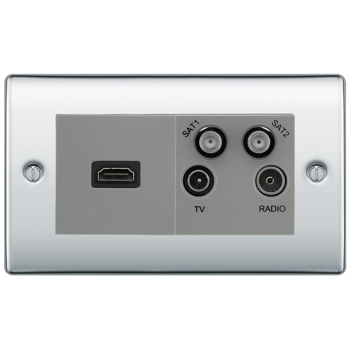BG Nexus Polished Chrome 4G Faceplate with HDMI + TV/FM/SAT Module ...