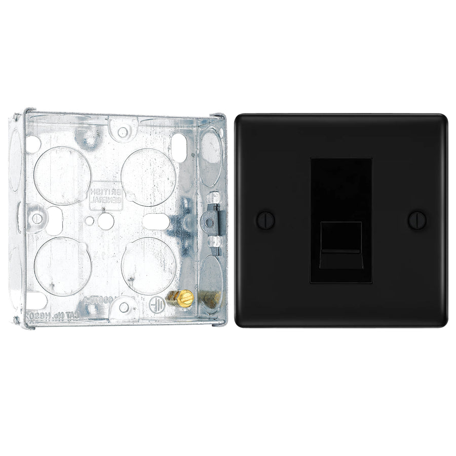 BG Nexus Matt Black Single Slave Telephone Socket NFBBTS1 with 25mm Steel Back Box