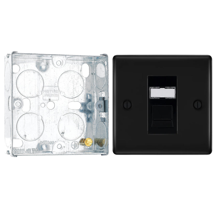BG Nexus Matt Black RJ45 Single Data Outlet Socket NFBRJ451 with 25mm Steel Back Box