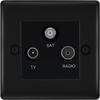 BG NFB67 Nexus Metal Triplex TV/FM/Sat Socket - Black Insert -Matt Black