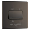 BG Screwless Black Nickel 1 Gang 10A 3 Pole Fan Isolator Switch FBN15 with 35mm Steel Back Box