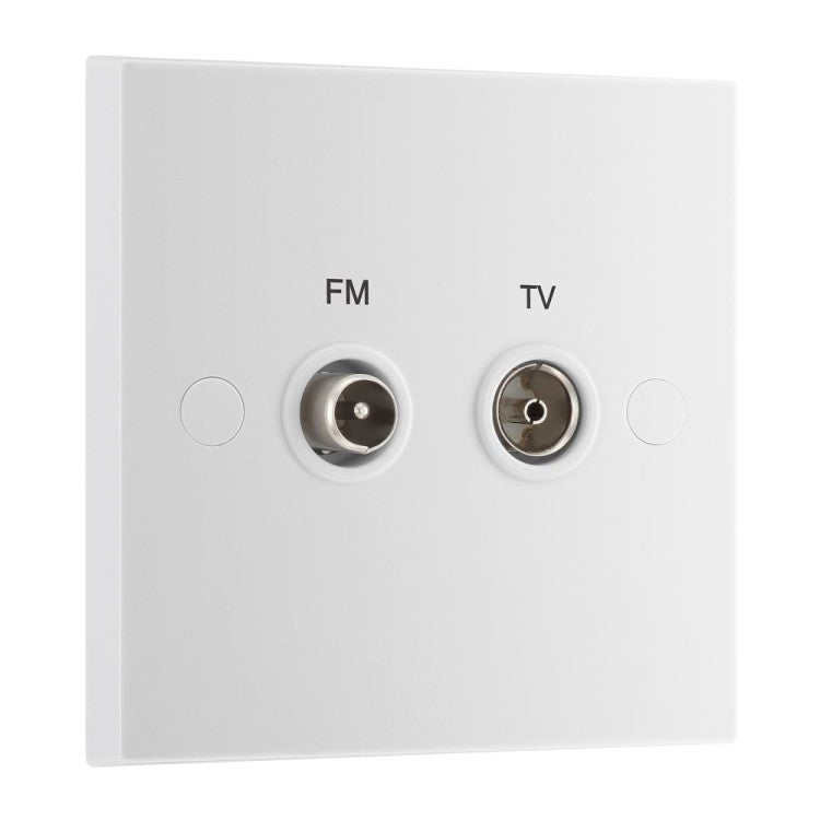 BG 966 Moulded Square Edge | White | 2 Gang Diplex TV and FM Socket