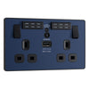 BG Evolve Matt Blue Double USB Socket with WiFi Extender PCDDB22UWRB with 25mm Steel Back Box