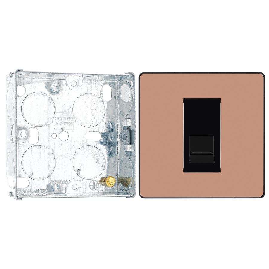 BG Evolve Polished Copper 1 Gang Master Telephone Outlet PCDCPBTM1B with 25mm Steel Back Box