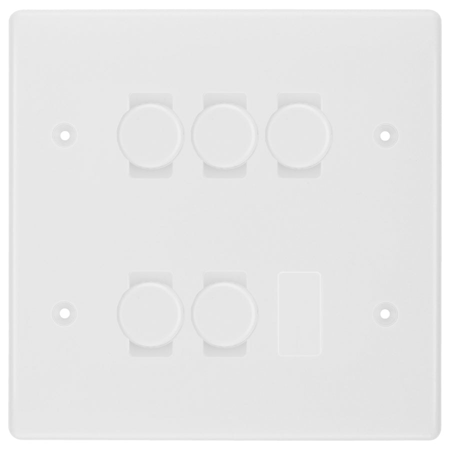 BG White 5 Gang Trailing Edge LED Dimmer Light Switch 2 Way Custom Switch