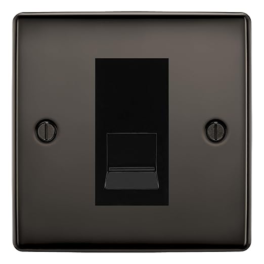 BG Nexus Black Nickel Single IDC Secondary Telephone Socket - Black Insert