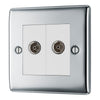 BG Nexus Polished Chrome 2 Gang Co-Axial Socket NPC61 with 35mm Steel Back Box