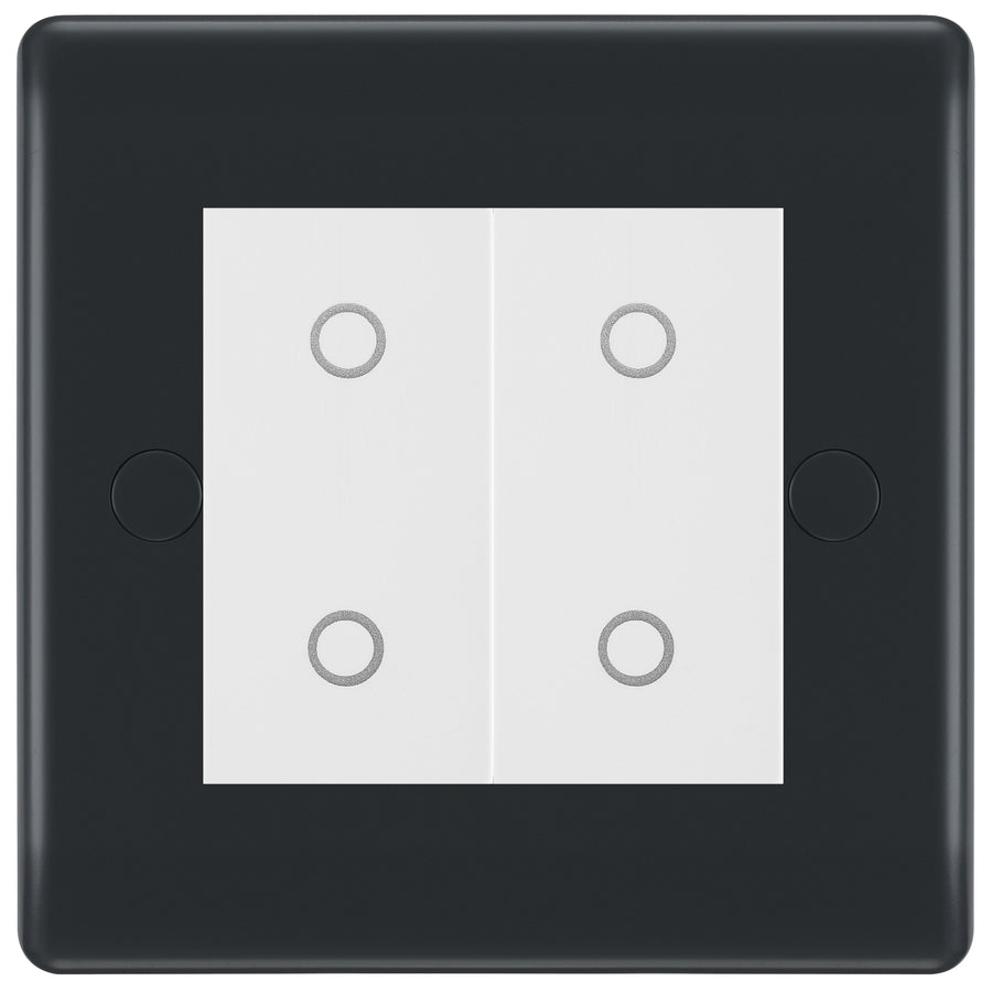 BG Part M 2 Gang Switch Double Master Touch Dimmer Graphite - White