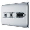 BG Nexus Polished Chrome 3 Gang 200W 2 Way Trailing Edge Push Type Dimmer Switch NPC83 with 35mm Steel Back Box
