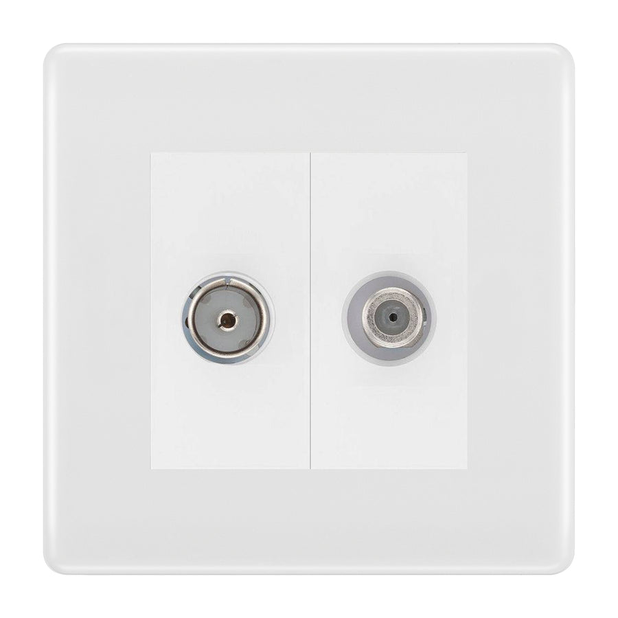 BG White Moulded TV & Satellite Socket NWM65W
