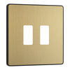 BG Evolve Satin Brass Custom Appliance Grid Switch 2 Gang Screwless