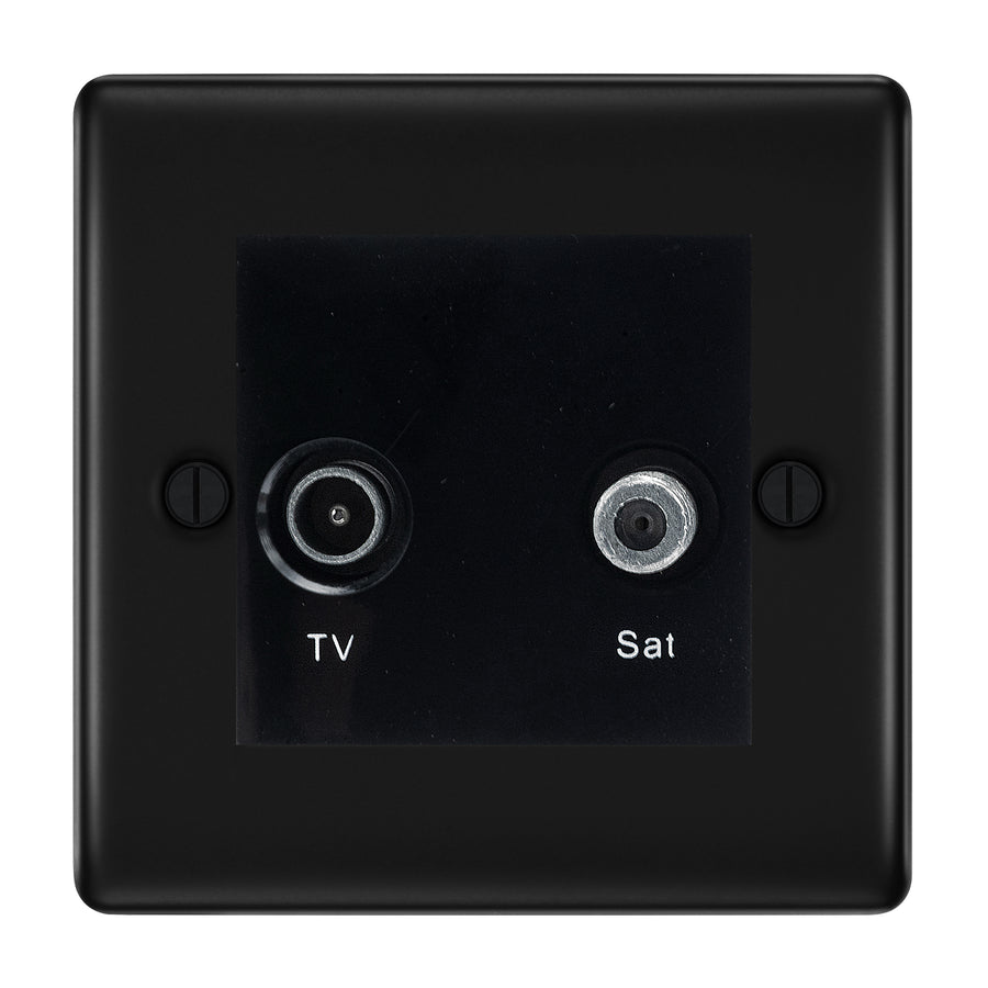 BG Nexus Metal Matt Black TV & Satellite Socket NFBTVSATB