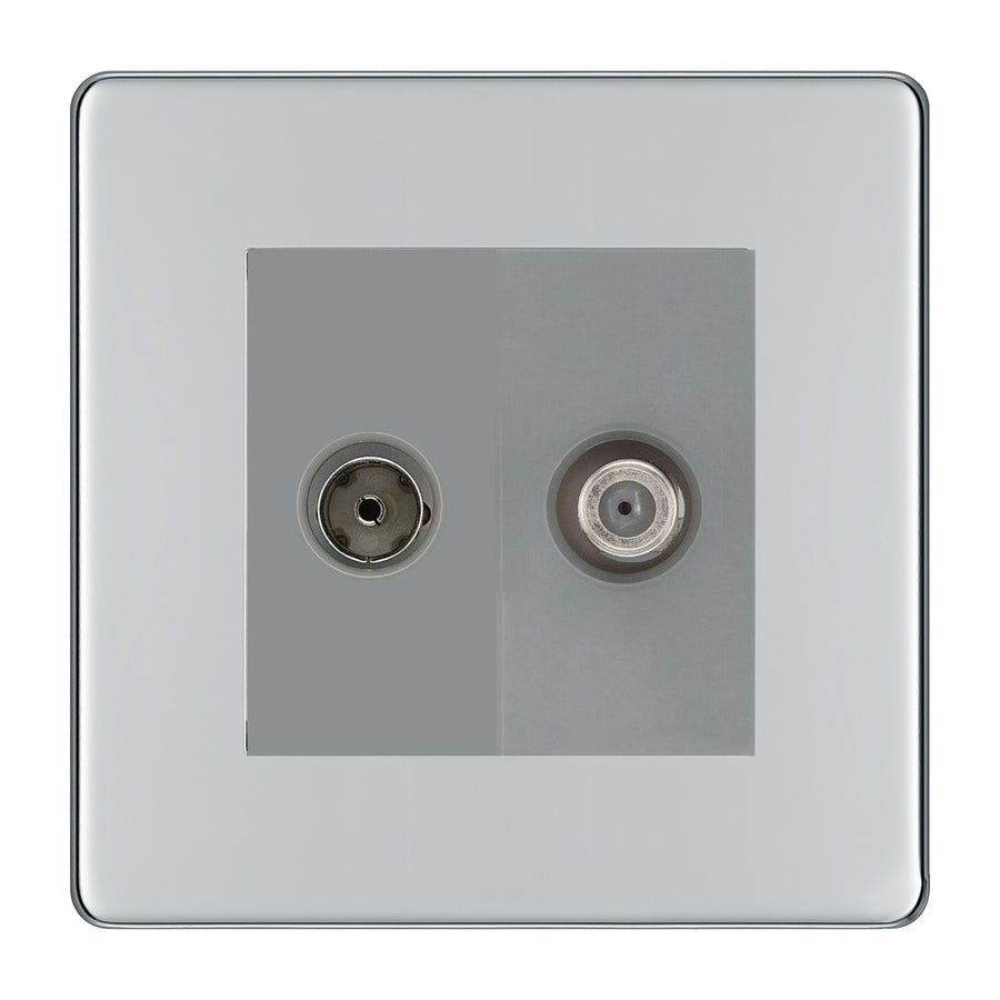 BG Flatplate Screwless Polished Chrome TV & Satellite Socket FPC65G