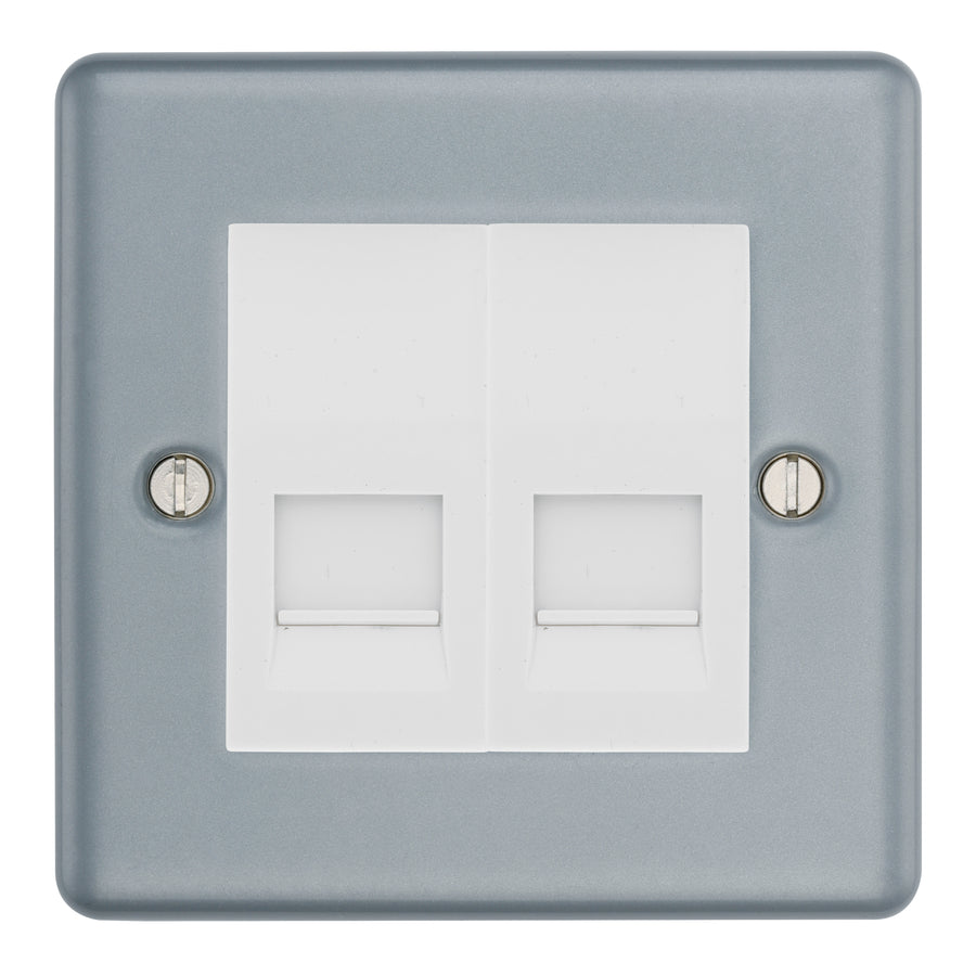 BG Metal Clad Double Master Telephone Socket, Screw Terminal - White Insert