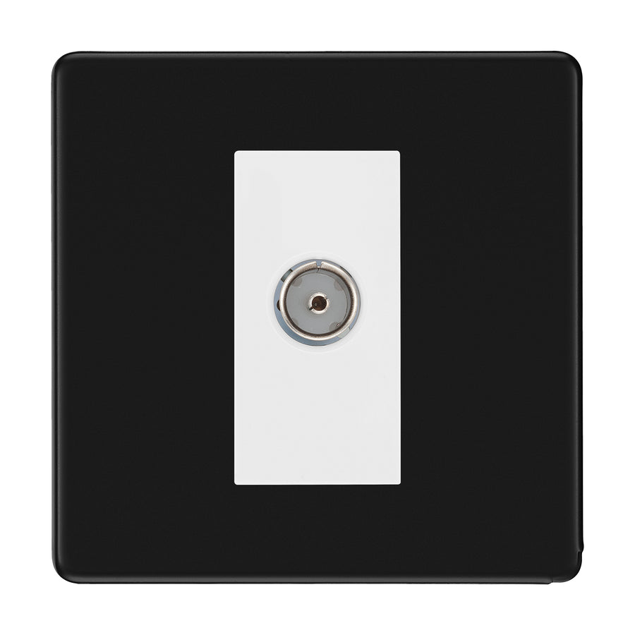 BG Screwless Matt Black Co-axial Socket FFB60W