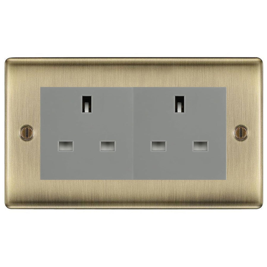 BG Nexus Antique Brass 4 Gang 13A Unswitched Socket - NAB4GUSSG