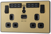 PCDSB22UWRB Front - This Evolve Satin Brass 13A double power socket with integrated Wi-Fi Extender from British General will eliminate dead spots and expand your Wi-Fi coverage.