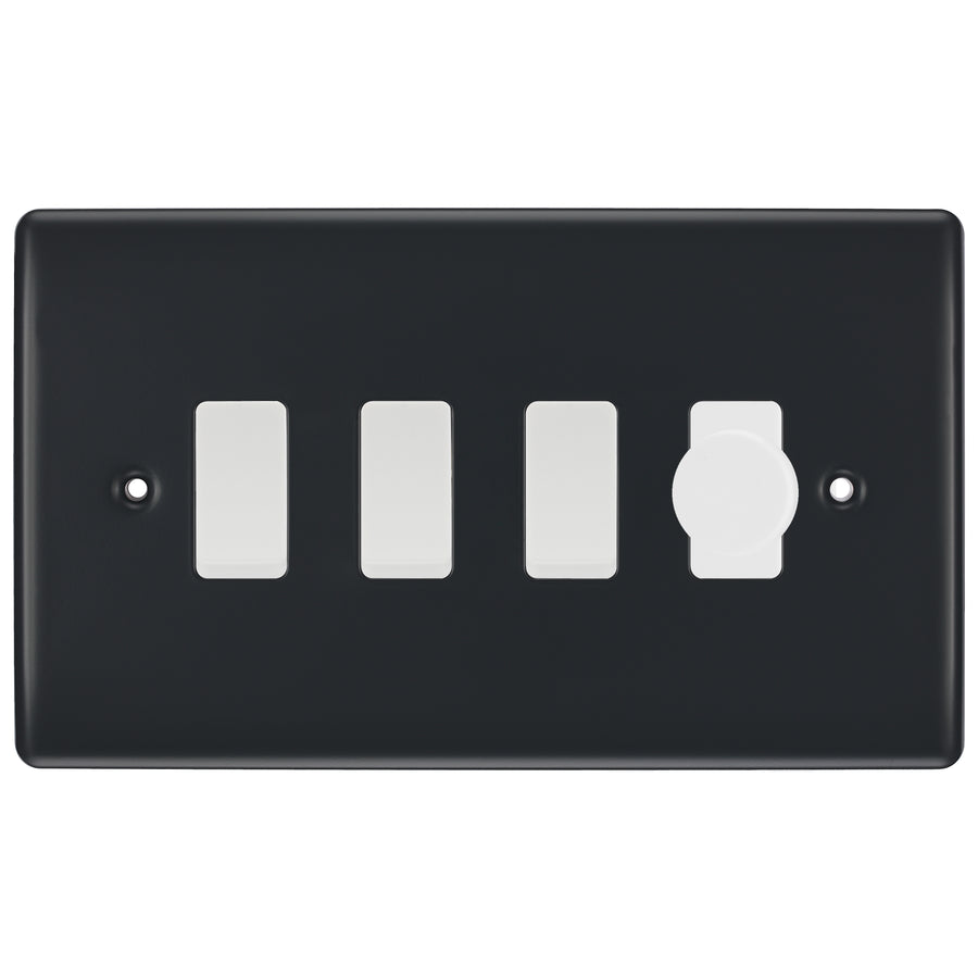 BG Part M 4 Gang Switch 1x Intelligent Dual Mode Dimmer 3x 2 Way Custom Grid