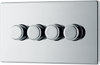 FPC84 Front - This trailing edge quadruple dimmer switch from British General allows you to control your light levels and set the mood. The intelligent electronic circuit monitors the connected load and provides a soft-start with protection against thermal.