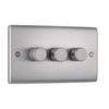 BG NBS83 Brushed Steel Trailing Edge Triple Dimmer Switch 3 Gang 2 Way LED
