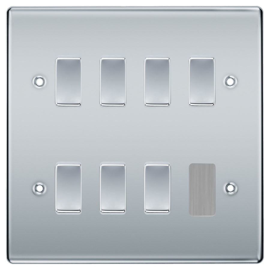 BG Polished Chrome 7 Gang Light Switch Custom Switch