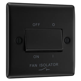 BG Nexus Matt Black 10A Triple Pole Fan Isolator Switch NFB15 with 25mm Steel Back Box