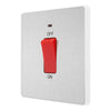 BG Evolve Brushed Steel 1 Gang Single Plate 45A 2 Pole Neon Cooker Switch PCDBS74W with 25mm Steel Back Box
