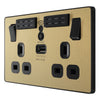 BG Evolve Satin Brass Double USB Socket with WiFi Extender PCDSB22UWRB and 25mm Steel Back Box