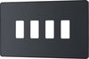 BG RPCDMG4B Evolve Grid Matt Grey 4 Module Rectangular Front Plate - Black Trim