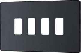 BG RPCDMG4B Evolve Grid Matt Grey 4 Module Rectangular Front Plate - Black Trim