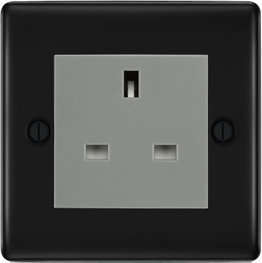 BG Nexus Metal Matt Black 13A Unswitched Socket NFB23G