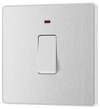 PCDBS31W Front - This Evolve Brushed Steel 20A double pole switch with indicator from British General has been designed for the connection of refrigerators, water heaters, central heating boilers and many other fixed appliances.