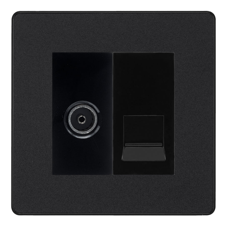 BG Evolve Matt black TV Aerial & Secondary Telephone Socket - Black Insert