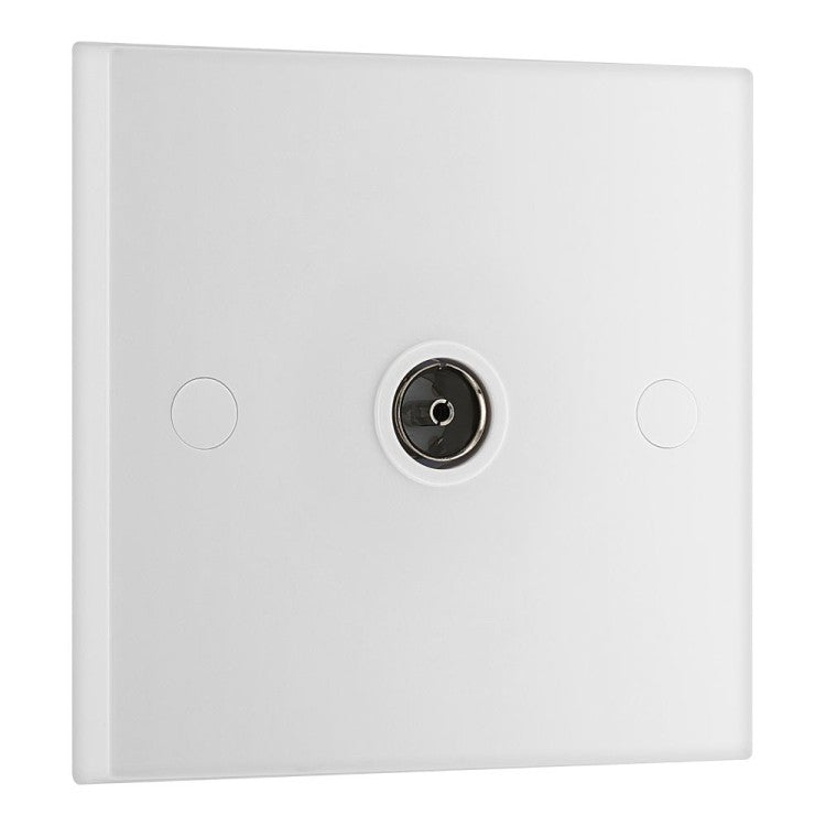 BG 960 Moulded Square Edge | White | 1 Gang Co-Axial TV Socket Outlet