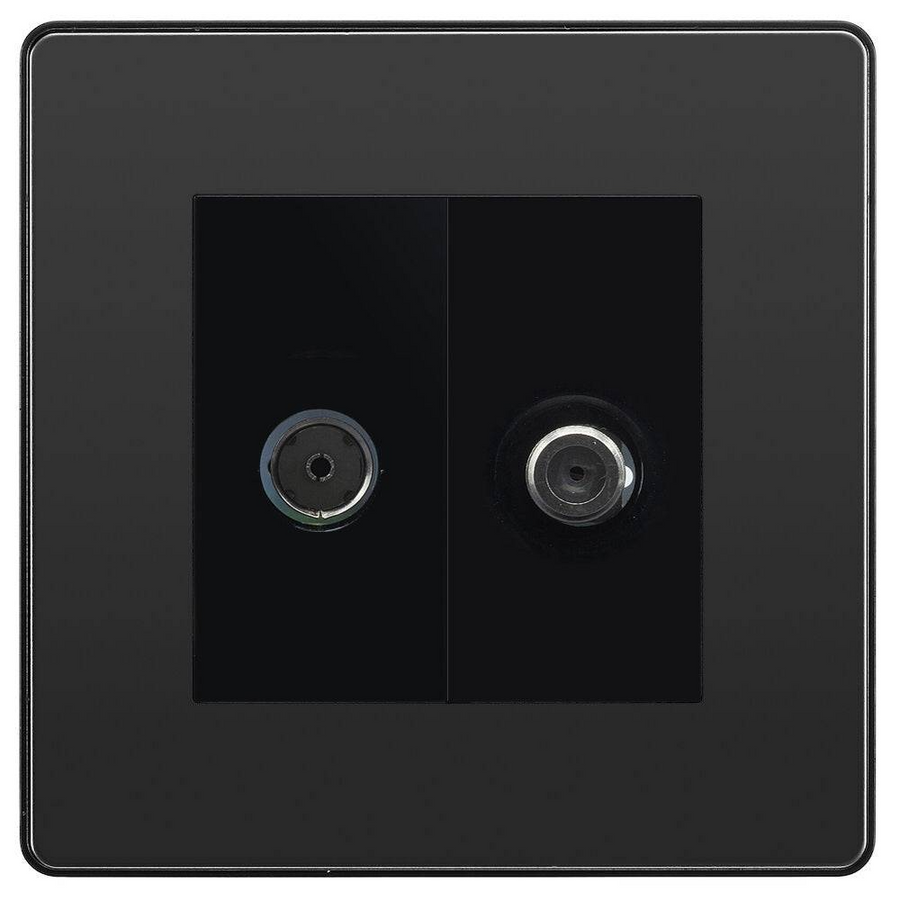BG Evolve Black Chrome TV & Satellite Socket PCDBCTVSATB