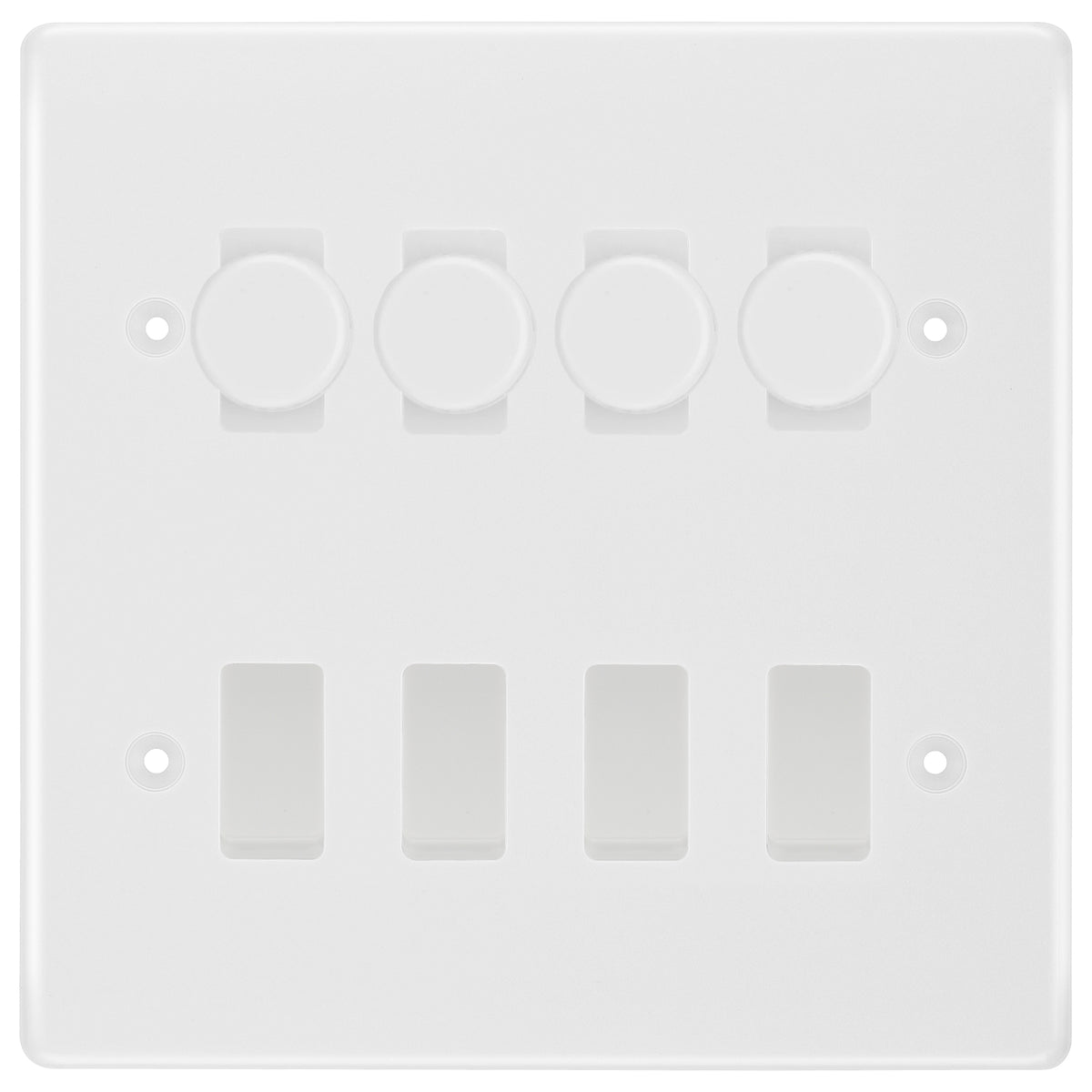BG Nexus White Moulded 8 Gang Switch 4x Trailing Edge LED Dimmer 4x ...