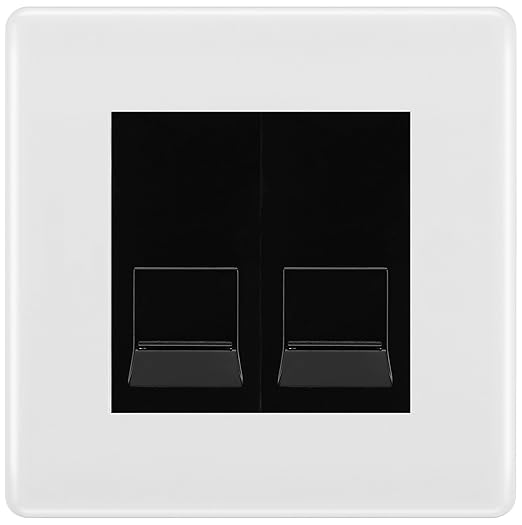 BG White Moulded Double RJ11 Telephone Socket NWMRJ112 - Black Insert