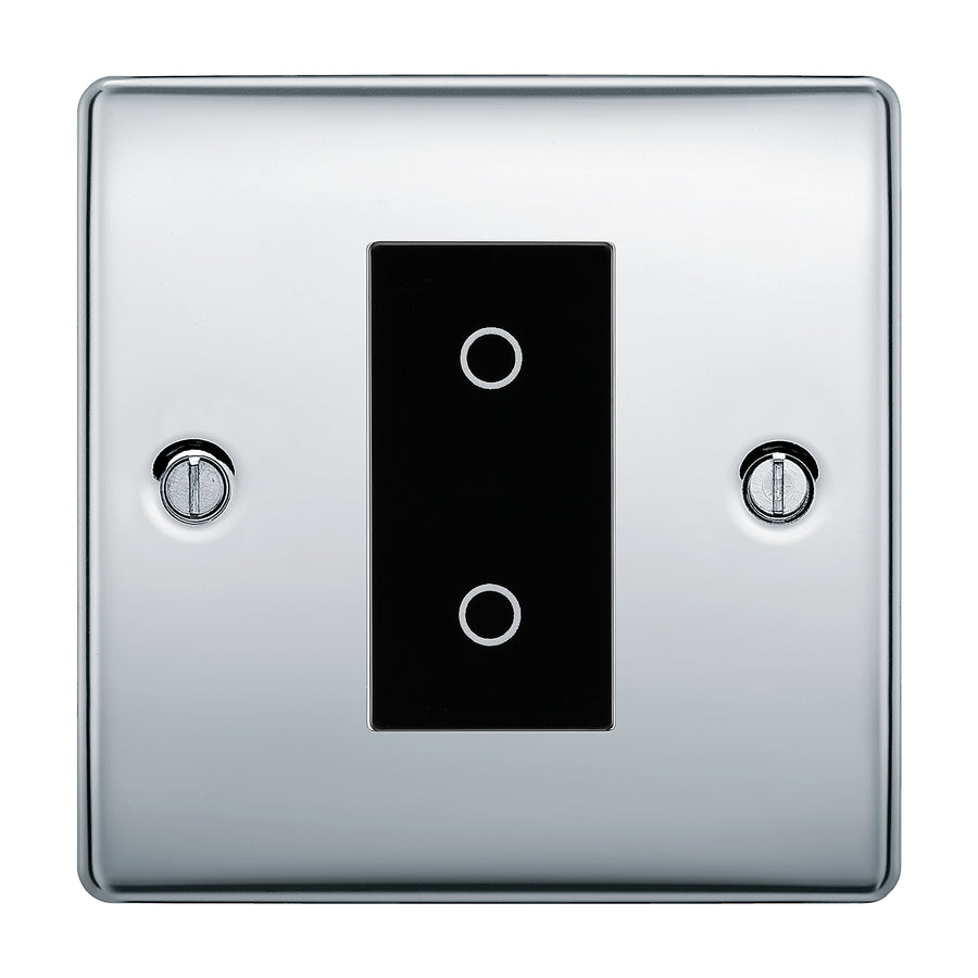 BG Nexus Polished Chrome Single Secondary Touch Dimmer Switch Black Insert