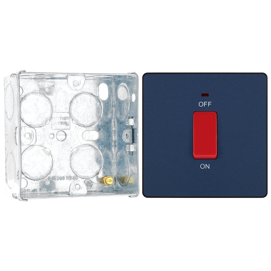 BG Evolve Matt Blue 45A DP Single Plate + Neon PCDDB74B with 35mm Steel Back Box