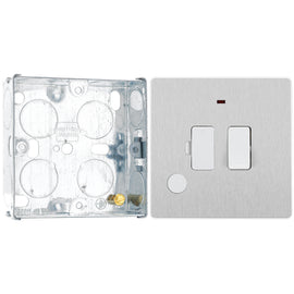 BG Evolve Brushed Steel 13A Flex Outlet Neon Switched Fused Connection Unit PCDBS52W with 25mm Steel Back Box