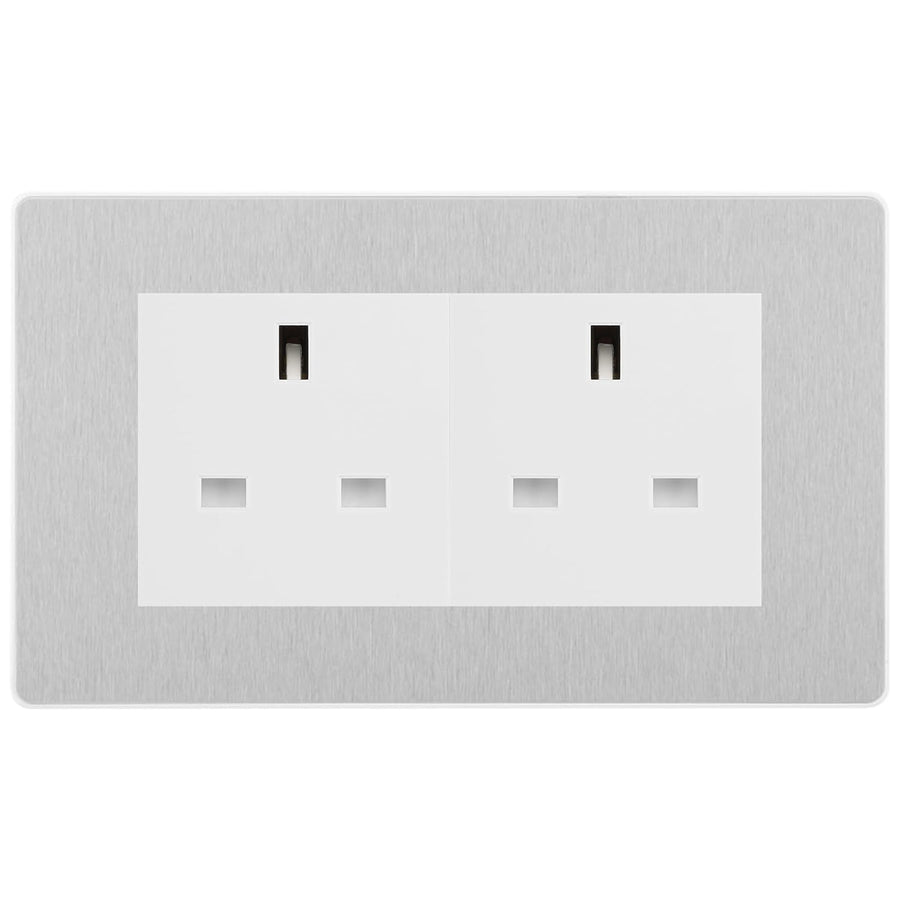 BG Evolve Brushed Steel 4 Gang 13A Unswitched Socket - PCDBS4GUSSW