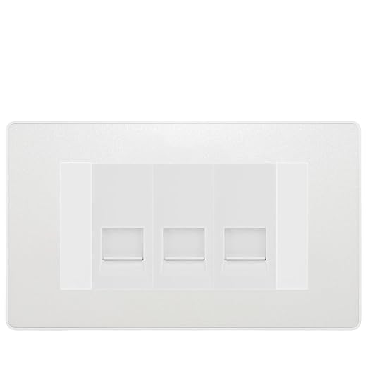 BG Evolve Pearlescent White 3 Gang RJ11 Telephone Socket Euro Module - White Insert
