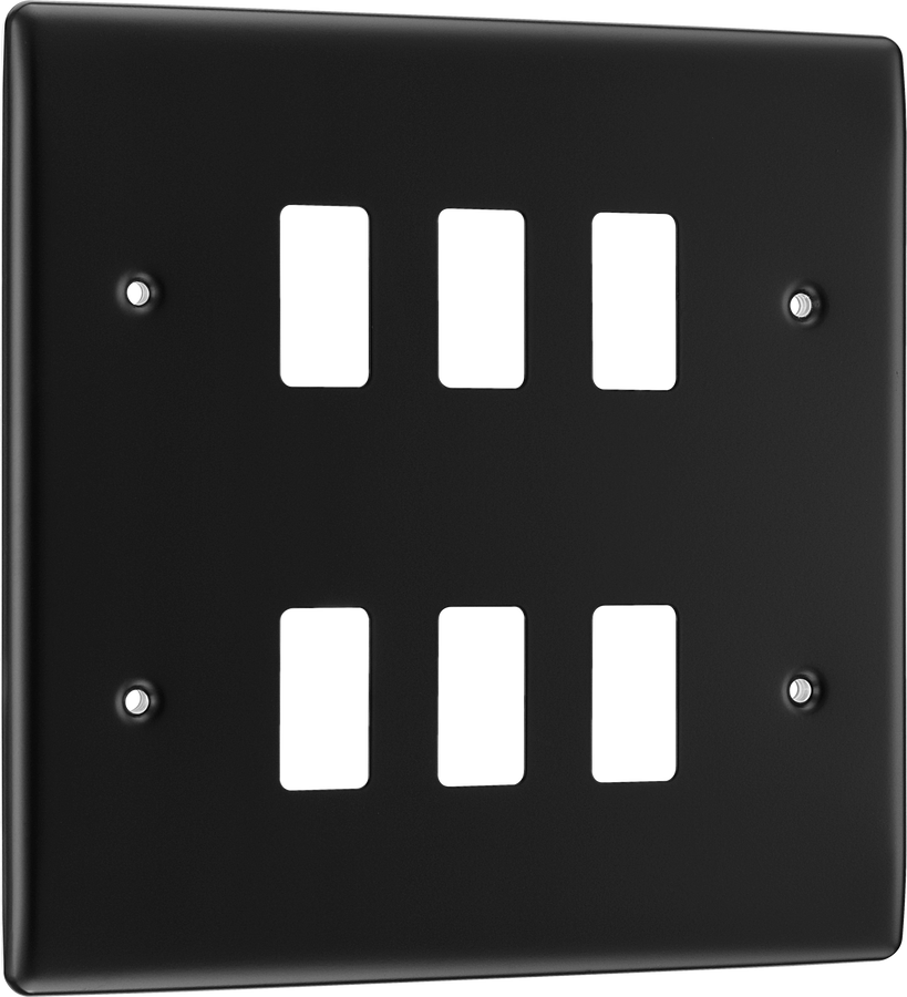 BG RNFB6 Nexus Metal Matt Black 6 Module Grid Front Plate