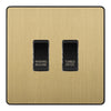 BG Evolve Satin Brass Custom Appliance Grid Switch 2 Gang Screwless