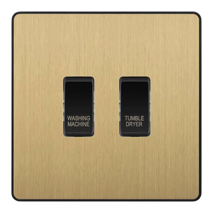BG Evolve Satin Brass Custom Appliance Grid Switch 2 Gang Screwless