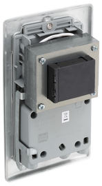 BG NBS20G Metal Brushed Steel 115-230V Dual Voltage Shaver Socket - Grey Insert