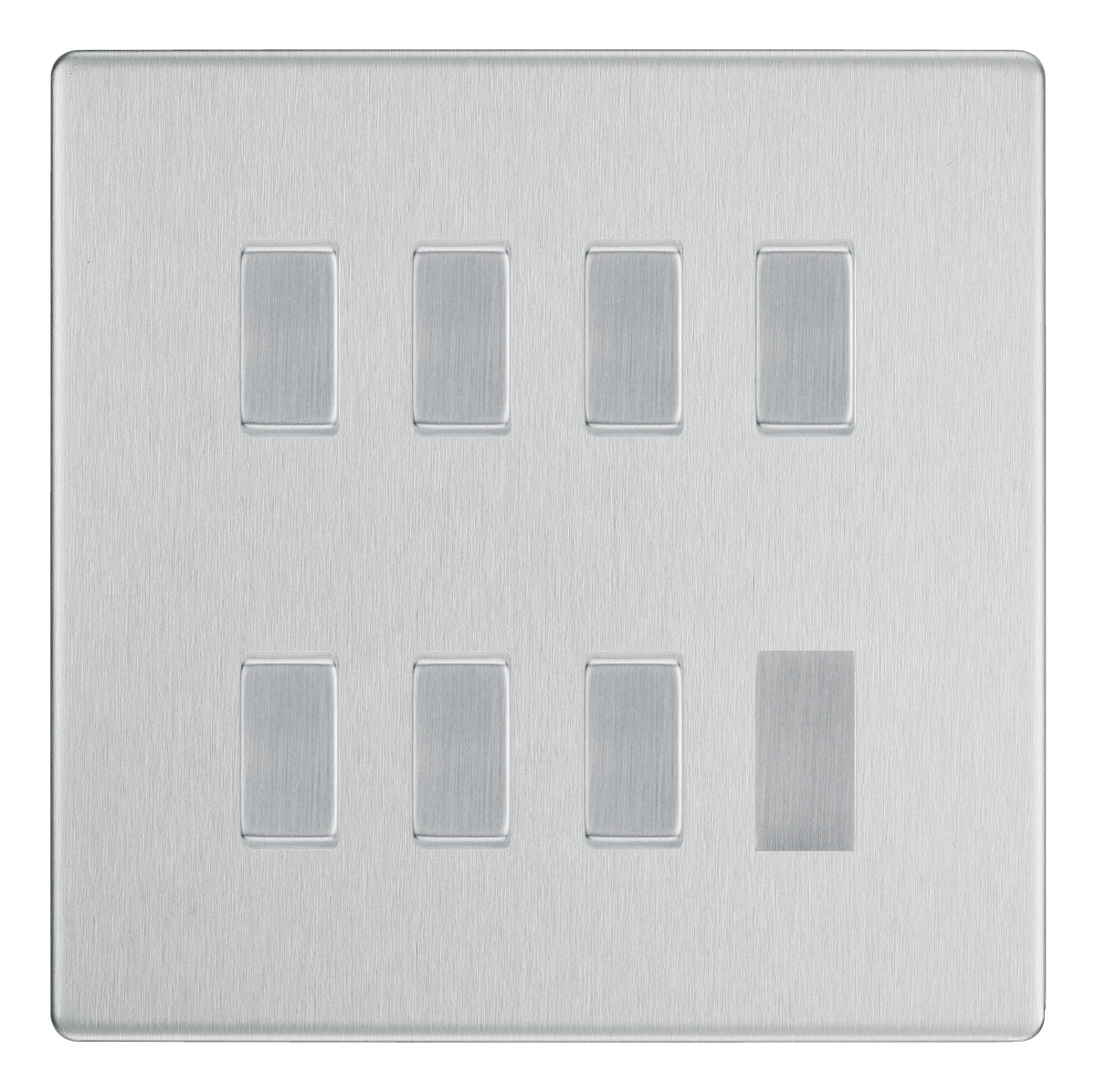 BG Brushed Steel Screwless Satin Chrome 7 Gang 2 Way Custom Grid Light ...