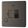 BG Screwless Black Nickel 13A Switched Spur + Neon + Cable Outlet FBN53 with 25mm Steel Back Box