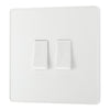 BG Evolve Pearlescent White 20A 16AX 2 Way Double Light Switch PCDCL42W with 35mm Steel Back Box